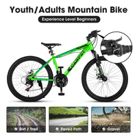 A24299 24 Inch Mountain Bike Bicycle For Adults Aluminium Frame Bike Shimano 21 Speed With Disc Brake Green Aluminium