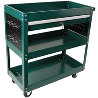 3 Tier Rolling Tool Cart, Heavy Duty Utility Cart Tool Organizer With Storage Drawer, Industrial Commercial Service Tool Cart For Mechanics, Garage, Warehouse & Repair Shop Green Steel