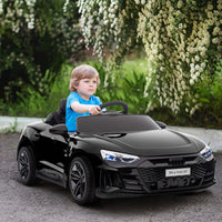 Aosom Kids Ride On Car, 12V Licensed Audi Rs E Tron Gt 3.1 Mph Electric Car For Kids, Ride On Toy For Boys And Girls With Remote Control, 4 Wheels With Suspension, Horn, Music, Lights, Black Black Plastic