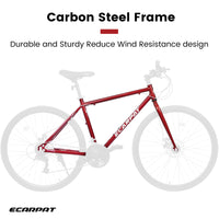 A27305 700C Ecarpat Road Bike, 21 Speed Disc Brakes, Carbon Steel Frame Bike ,Racing Bike City Commuting Road Bicycle For Men Women Cycling Black Red Garden & Outdoor Classic Polyurethane Foam Carbon Steel