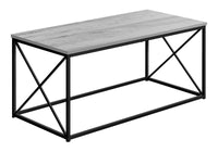 Coffee Table, Accent, Cocktail, Rectangular, Living Room, 40"L, Grey Laminate, Black Metal, Contemporary, Modern Grey Particle Board