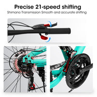 A26207 26 Inch Aluminum Frame Shock Fork Plus Shock Absorber 21 Speed Unisex Mountain Bike Blue Without Wear Resistant Garden & Outdoor Sporty Multifunctional Steel