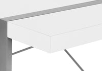 Computer Desk, Home Office, Laptop, 48"L, Work, White Laminate, Grey Metal, Contemporary, Modern White Particle Board