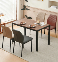 Dark Grey Pu Leather Dining Chairs Set Of 4 Faux Leather Dining Chairs Living Room Chair Modern Kitchen Armless Side Chair With Metal Legs Set Of 4 Metal Plaid Dark Gray Dining Room Powder Coated