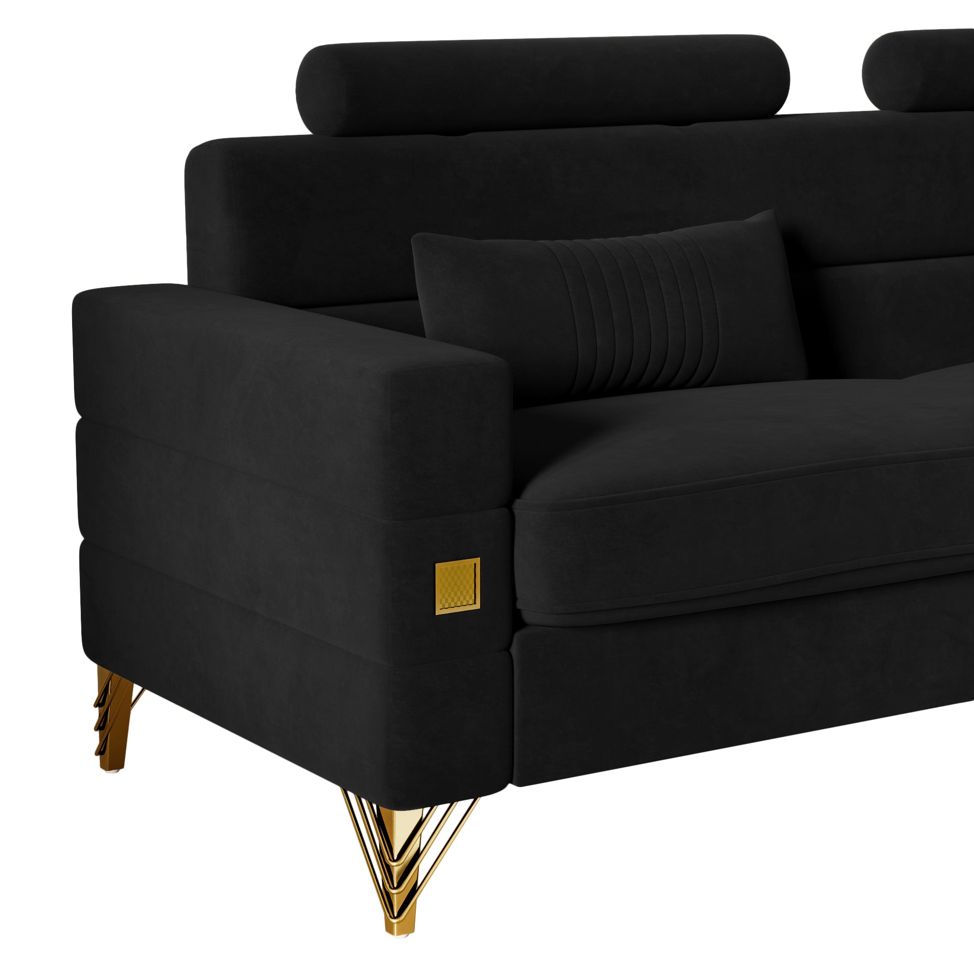 Fx P15 Bk Sofa Temu Suitable Black Velvet 2 Seat