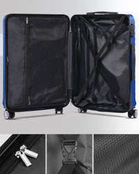 3 Piece Luggage Sets With 7 Pcs Organizer Bags For Kinds Of Travel Blue Abs