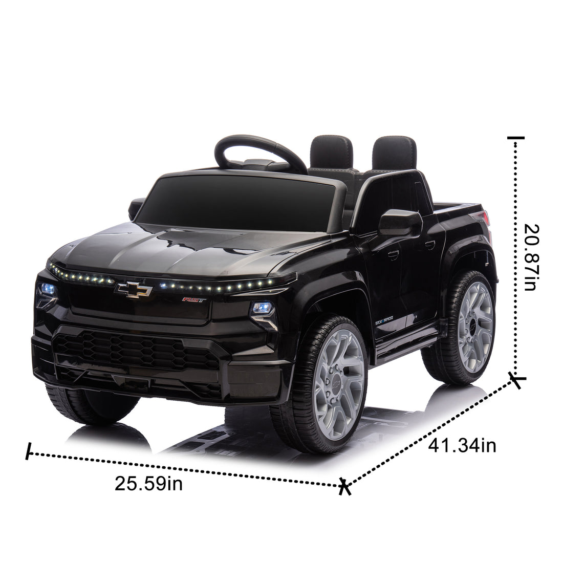 12V Kids Ride On Car W Parents Control,Licensed Chevrolet Silverado,Four Wheel Suspension,Led Lights,Bluetooth,Music,Usb,Mp3,Power Display,Speeds 1.86 3.11Mph For Kids Aged 2 5. Black 50 99 Lbs