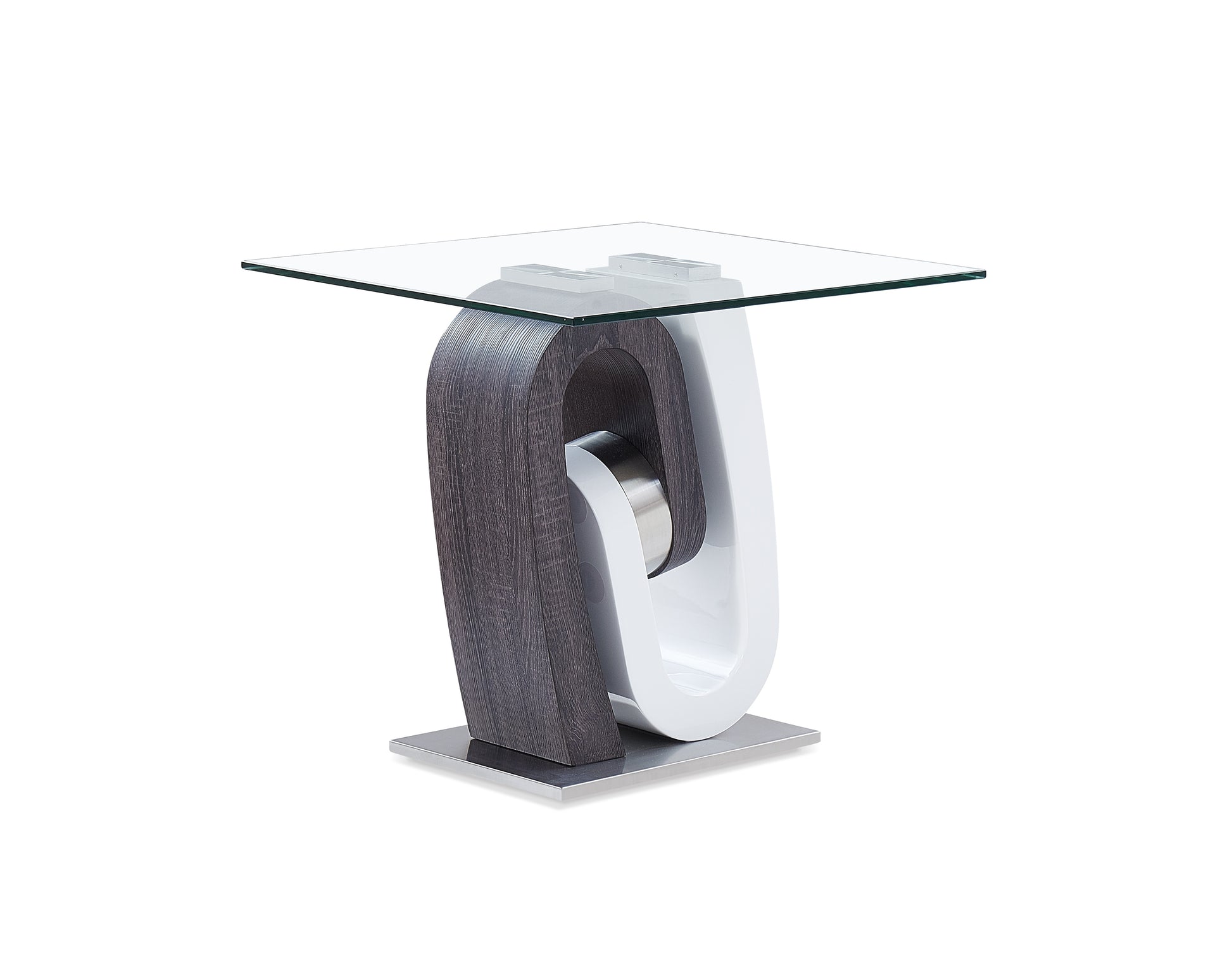 Rocky End Table White Gray Solid Wood Mdf