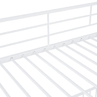 Twin Over Twin Size Metal Bunk Bed With Slide And Guardrails, White Twin White Metal