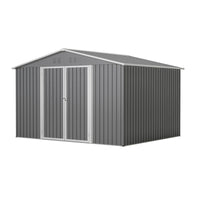 10X8 Ft Outdoor Storage Shed, All Weather Metal Sheds Withlockable Doors, Tool Shed For Garden, Patio, Backyard, Lawn, Grey Gray Metal