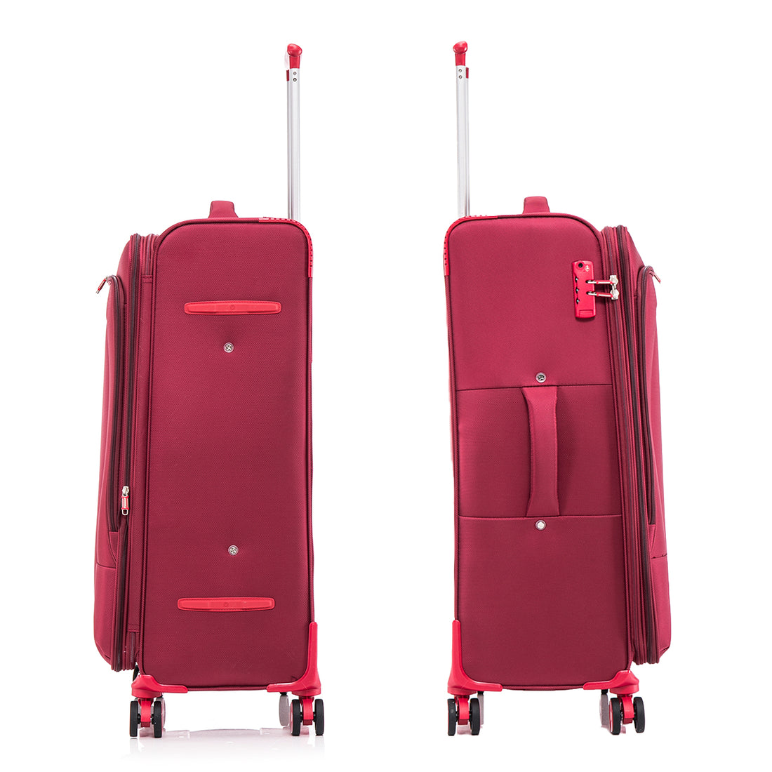 Four Piece Fabric Luggage Set, Expandable Suitcase For Travel, School And Business Trip 20 24 28 32In Red Fabric