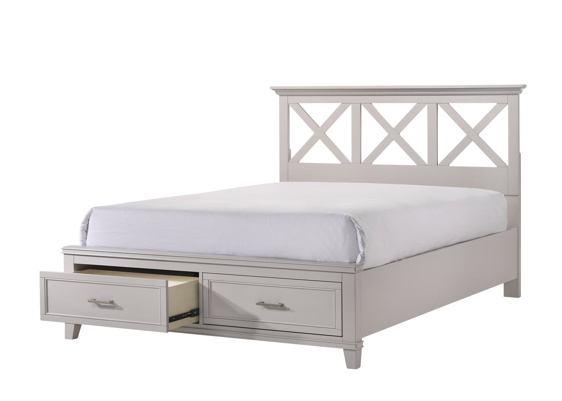 Queen X Storage Bed Gray Solid Wood Mdf