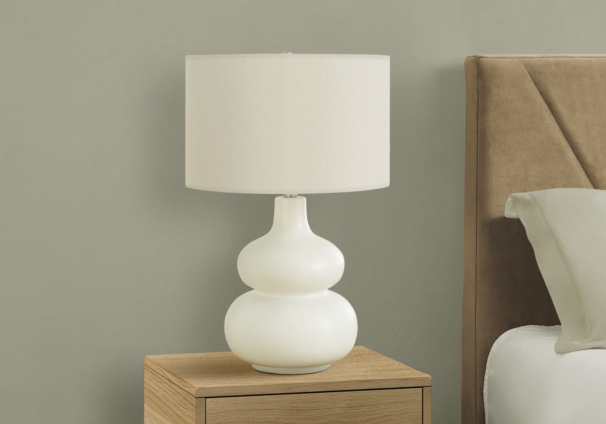 Lighting, 25"H, Table Lamp, Ivory Cream Shade, Cream Ceramic, Contemporary Cream Ceramic