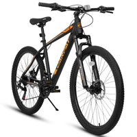 A26322 26 Inch Mountain Bike Adult Aluminum Frame Shock Absorbing Front Fork Bike 21 Speed Disc Brake Mountain Bike Black Orange Aluminium