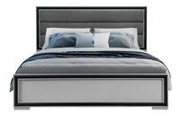 Adelaide Grey Black Queen Bed W Led Black Solid Wood Mdf