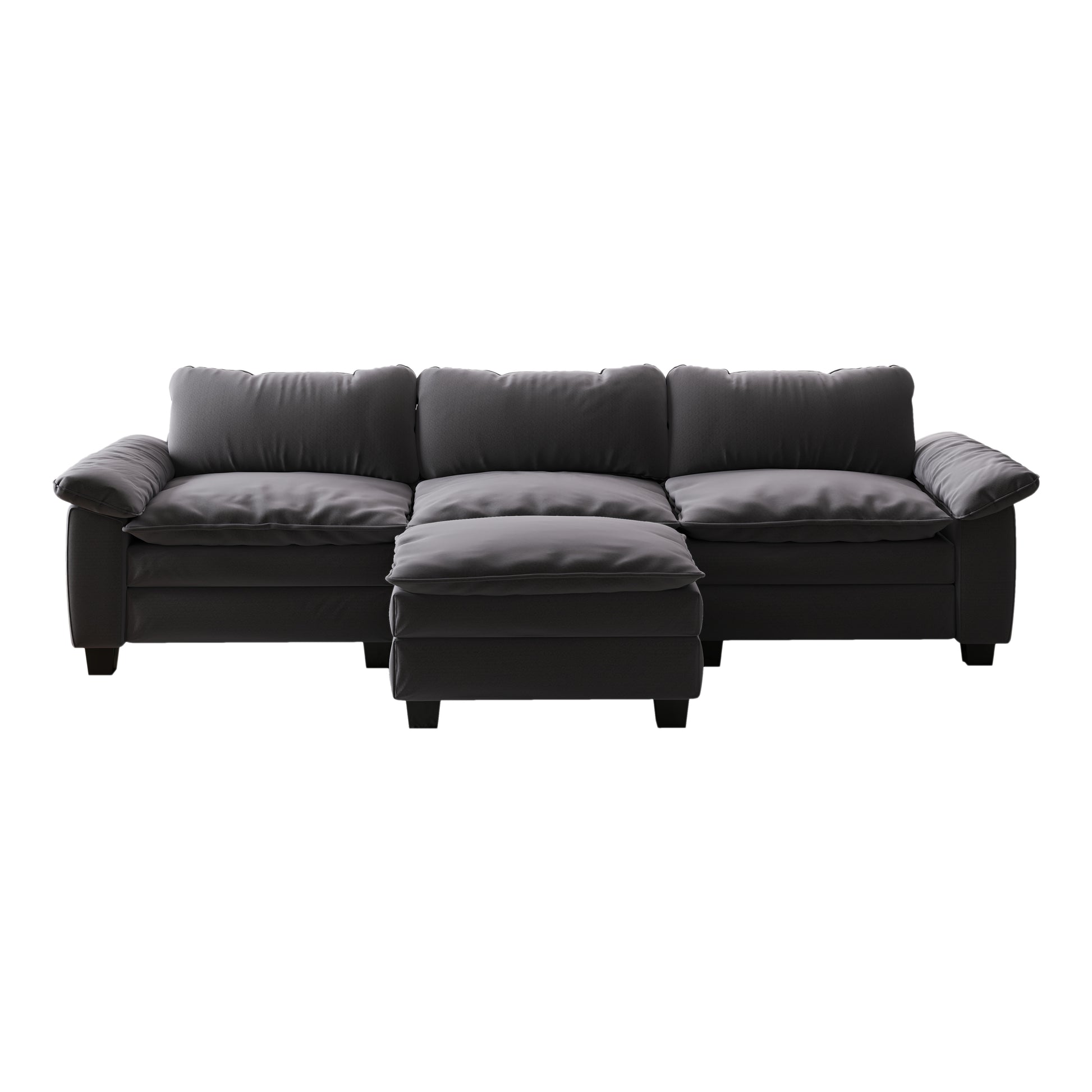 Living Room Furniture Luxury Sectional Sofa Couch With Ottoman Soft Velvet Upholstered Sofa Grey Grey Foam Velvet 3 Seat