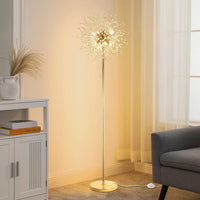 69 Inch Crystal Floor Lamp, Modern Standing Lamp With K9 Crystal, Led Floor Lamp With On Off Foot Switch, Metal Tall Pole Lamp For Living Room, Girls Room, Bedroom, Dresser, Office, Gold Finish