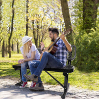 4 Ft. Outdoor Steel Bench With Backrest In Black Black Carbon Steel