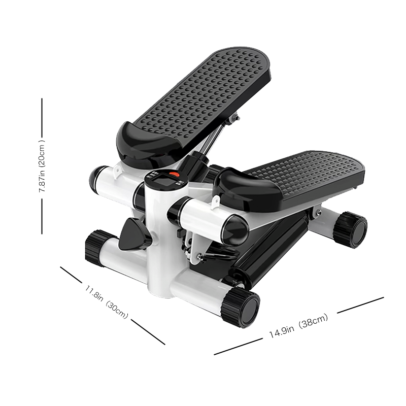 Mini Stepper For Exercise 300 Lbs Loading Capacity, Hydraulic Fitness Stepper With Lcd Monitor Black And Silver Steel