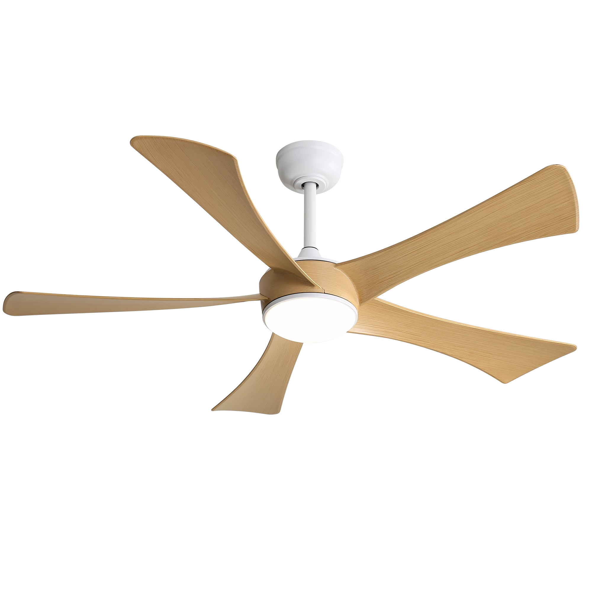 52 Inch Modern Ceiling Fan With 22W Led Light And Remote Control 5 Abs Blades For Living Room White Abs