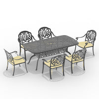 L72.44*W38.58 Inch Cast Aluminum Patio Dining Table With Black Frame And Umbrella Hole Complete Patio Set Black Rust Resistant Frame Garden & Outdoor Complete Patio Sets Aluminium