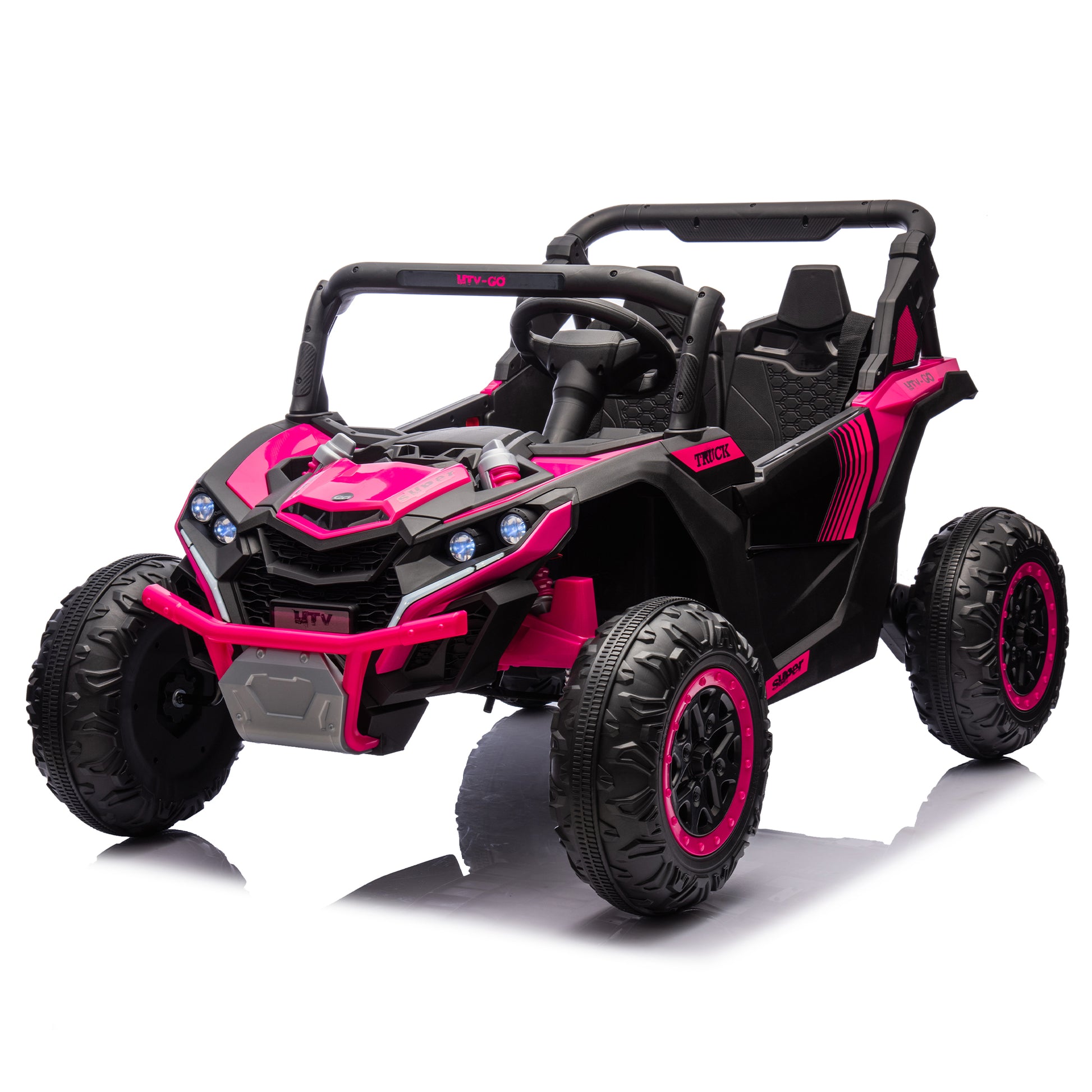 24V Two Seater Kids Ride On Utv W Parents Remote Control,Four Wheel Suspension,Slow Start,Large Wheel Design,Anti Collision Bar,Storage Space,Music,Usb,Bluetooth,Volume Control,Led Lights For Kids 3