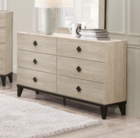 Modern Design Bedroom Furniture 1Pc Cream Finish And Black 6 Drawers Beautiful Dresser With Faux Marble Top Black,Cream Modern Wood