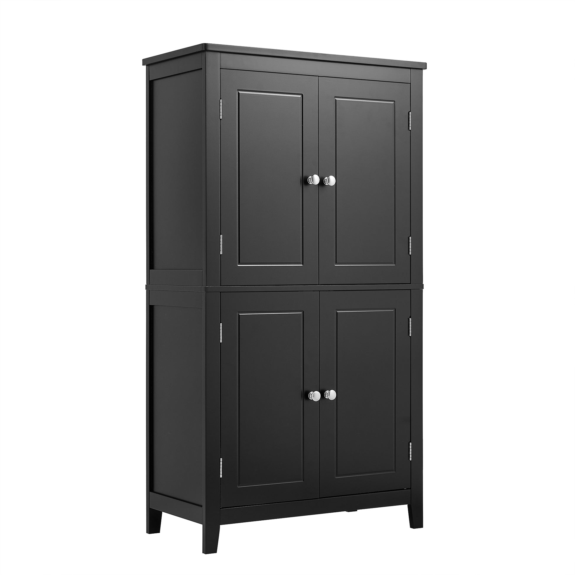 Elegant Bathroom Floor Storage Cabinet, Bathroom Storage Unit, Freestanding Cabinet With 4 Doors, Adjustable Shelves, Adaptable Shelves, Black Black Mdf