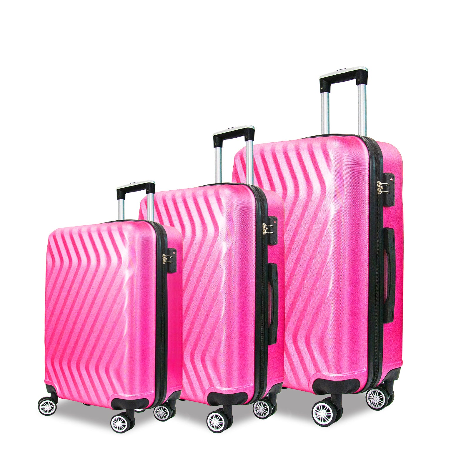 Hardside Lightweight Luggage Featuring 4 Spinning Wheel Robust Abs And Secure Tsa Lock Luggage Set 3 Pieces 20 24 28 Inches Women And Men Rose Red Abs