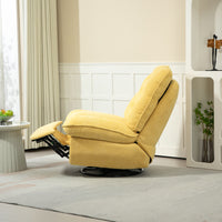 360 Swivel Recliner Adjustable Chair Chenille Glider Swivel Reclining Sofa Chair With Black Metal Round Base Yellow Yellow Foam Upholstered