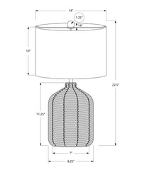 Lighting, 23"H, Table Lamp, Black Rattan, Ivory Cream Shade, Modern Black Rattan