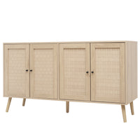 4 Door Accent Cabinet Sideboard Buffet Storage Cabinet With Adjustable Shelf For Entryway Living Room Bedroom Natural Mdf