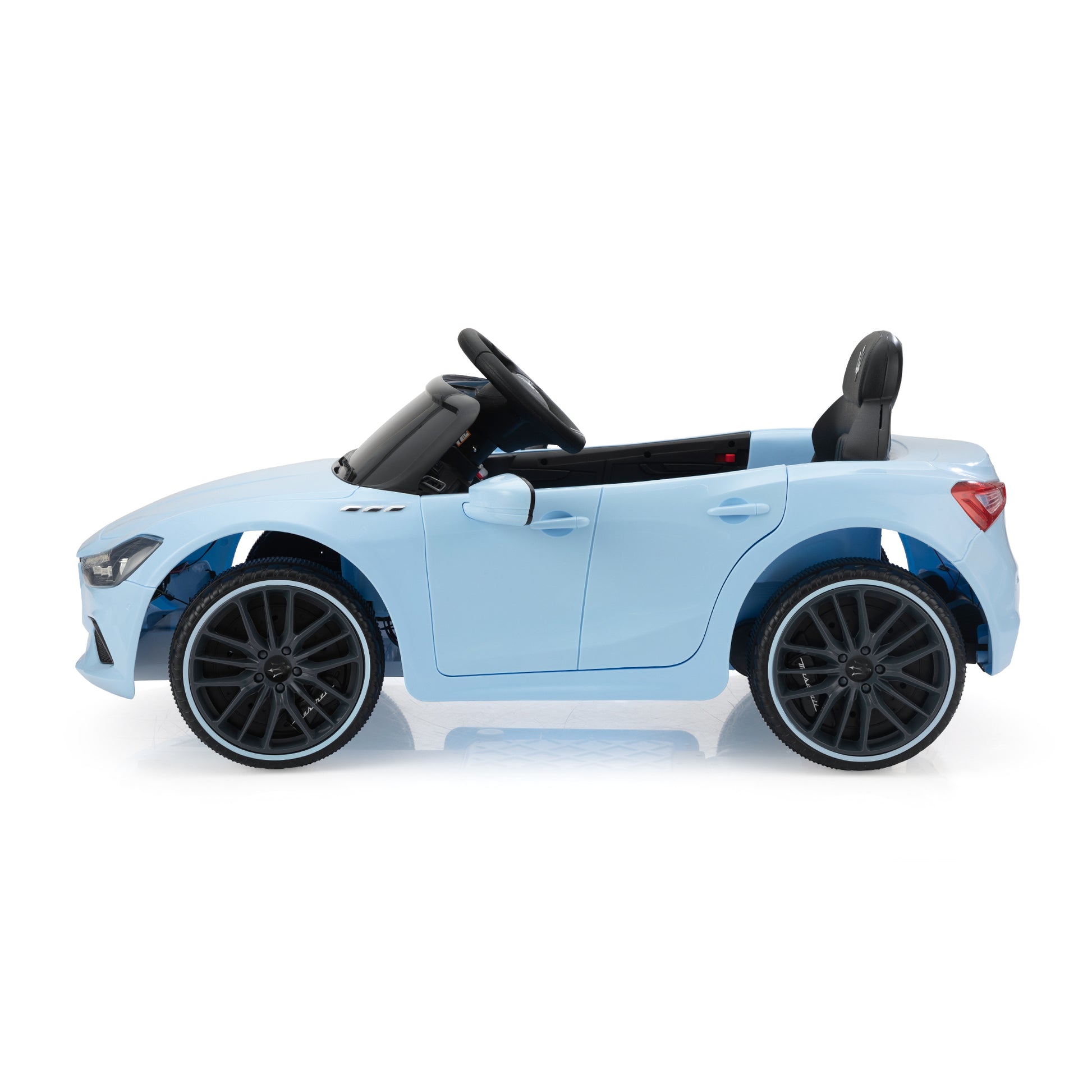 Maserati Ghibli Licensed 12V Kids Ride On Car, Battery Powered Electric Vehicle W 2.4G Remote Control, Led Lights, Mp3 Music, Usb, Horn, Children Age 3 6, Small, Light Blue And Black Black Blue Polypropylene