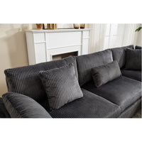 Arrival Oversized Modular Sectional Sofa Couches Set,Corduroy Upholstered Deep Seat Comfy Sofa For Living Room 5 Seat,Dark Gray Dark Gray Fabric 5 Seat