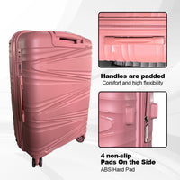 Hard Shell Luggage, 3 Piece Set, With Tsa Lock, 20 Inches 24 Inches 28 Inches Rose Gold Polypropylene