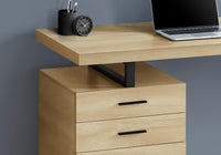 Computer Desk, Home Office, Laptop, Left, Right Set Up, Storage Drawers, 48"L, Work, Natural Laminate, Black Metal, Contemporary, Modern Natural Particle Board