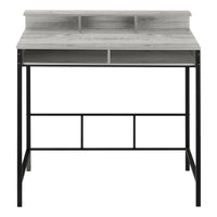 Computer Desk, Home Office, Standing, Storage Shelves, 48"L, Work, Laptop, Grey Laminate, Black Metal, Contemporary, Modern Grey Metal