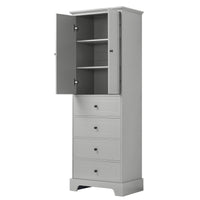 Storage Cabinet With 2 Doors And 4 Drawers For Bathroom, Office, Adjustable Shelf, Mdf Board With Painted Finish, Grey Grey Mdf