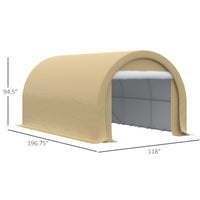 Outsunny 10' X 16' Carport, Heavy Duty Portable Garage Storage Tent With Large Zippered Door, Anti Uv Pe Canopy Cover For Car, Truck, Boat, Motorcycle, Bike, Garden Tools, Outdoor Work, Beige Beige Steel