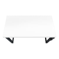 Computer Desk, Home Office, Standing, Adjustable, 48"L, Work, Laptop, White Laminate, Black Metal, Contemporary, Modern White Particle Board