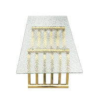 47" Rectangle Modern Stainless Steel Coffee Table, Water Ripple Tempered Glass Coffee Table, Center Table, For Living Room Home Office, Easy Assembly, Gold Gold Modern Open Storage Rectangular