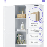 Tall Bathroom Storage Cabinet, Cabinet With Two Doors And One Drawer, Adjustable Shelf, Mdf Board, White White Mdf