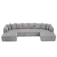 Arrived 131'' Modular Sectional Couch, U Shaped Sofachaise Lounge, Striped Fabric,Upholstered 4 Seater Couch For Living Room, Bedroom, Free Combination Sofa Corduroy , Gray Gray Polyester Primary