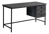 Computer Desk, Home Office, Laptop, Storage Drawers, 55"L, Work, Black Laminate, Black Metal, Contemporary, Modern Black Particle Board