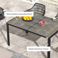 Outsunny Outdoor Dining Table For 6 People, Aluminum Rectangular Patio Table With Faux Wood Tabletop For Backyard, Lawn, Balcony, Poolside, 55" X 35.5", Gray Gray Aluminum