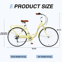 7 Speed, Steel Frame, Multiple Colors 24 Inch Ladies Bicycle Cycling Yellow Garden & Outdoor Steel