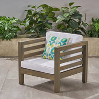Oana Club Chair Grey White Wood Fabric