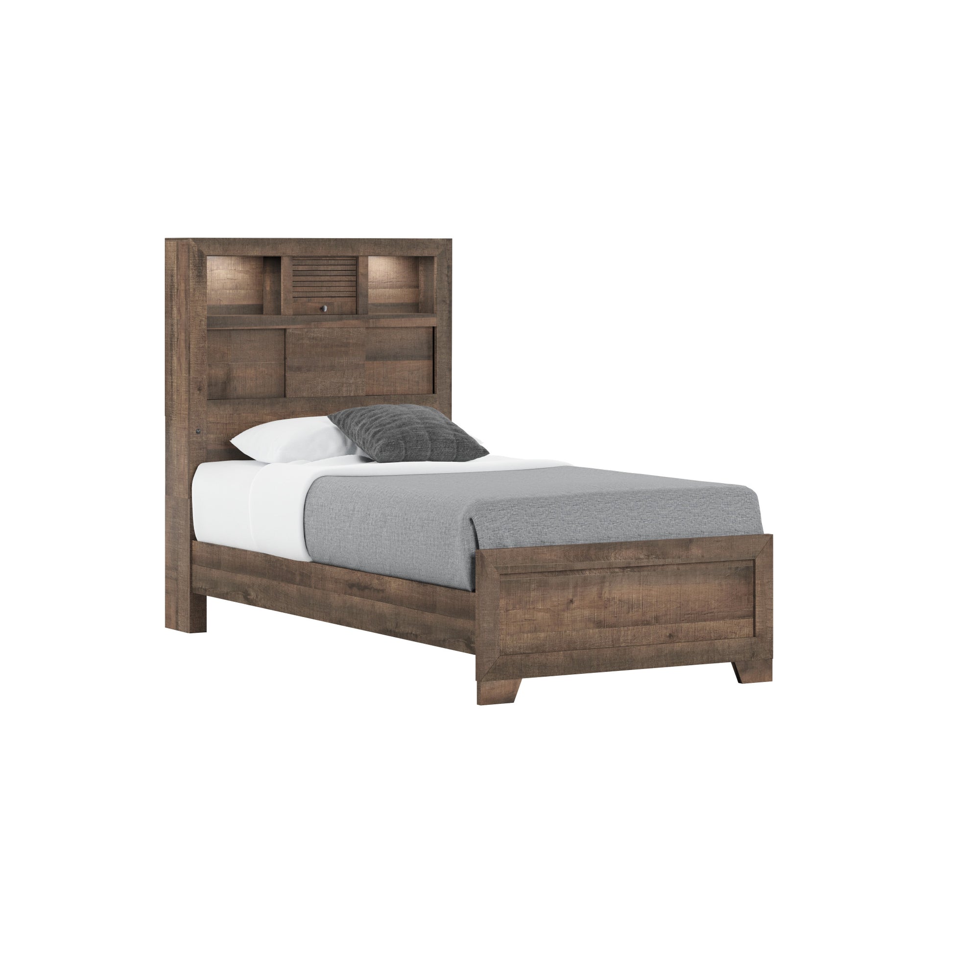 Plinz Brown Twin Bookcase Bed Twin Brown Engineered Wood