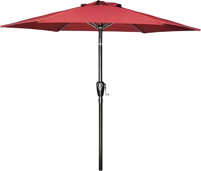 7.5Ft Patio Umbrella Outdoor Table Market Yard Umbrella With Push Button Tilt Crank, 6 Sturdy Ribs For Garden, Deck, Backyard, Pool, Red Red Stainless Steel