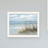 "Winds Of The Ocean Blowing The Palm Trees And Sea Oats" Framed Wall Art For Living Room, Wall Art Print For Home Decor, Bedroom Wall Art By Georgia Janisse Multicolor Wood Paper